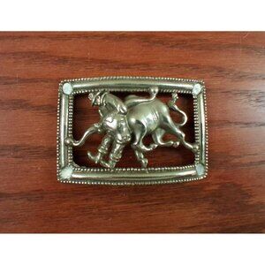 Belt Buckle Cowboy Rodeo Steer Silver Tone 3D Metal Vintage